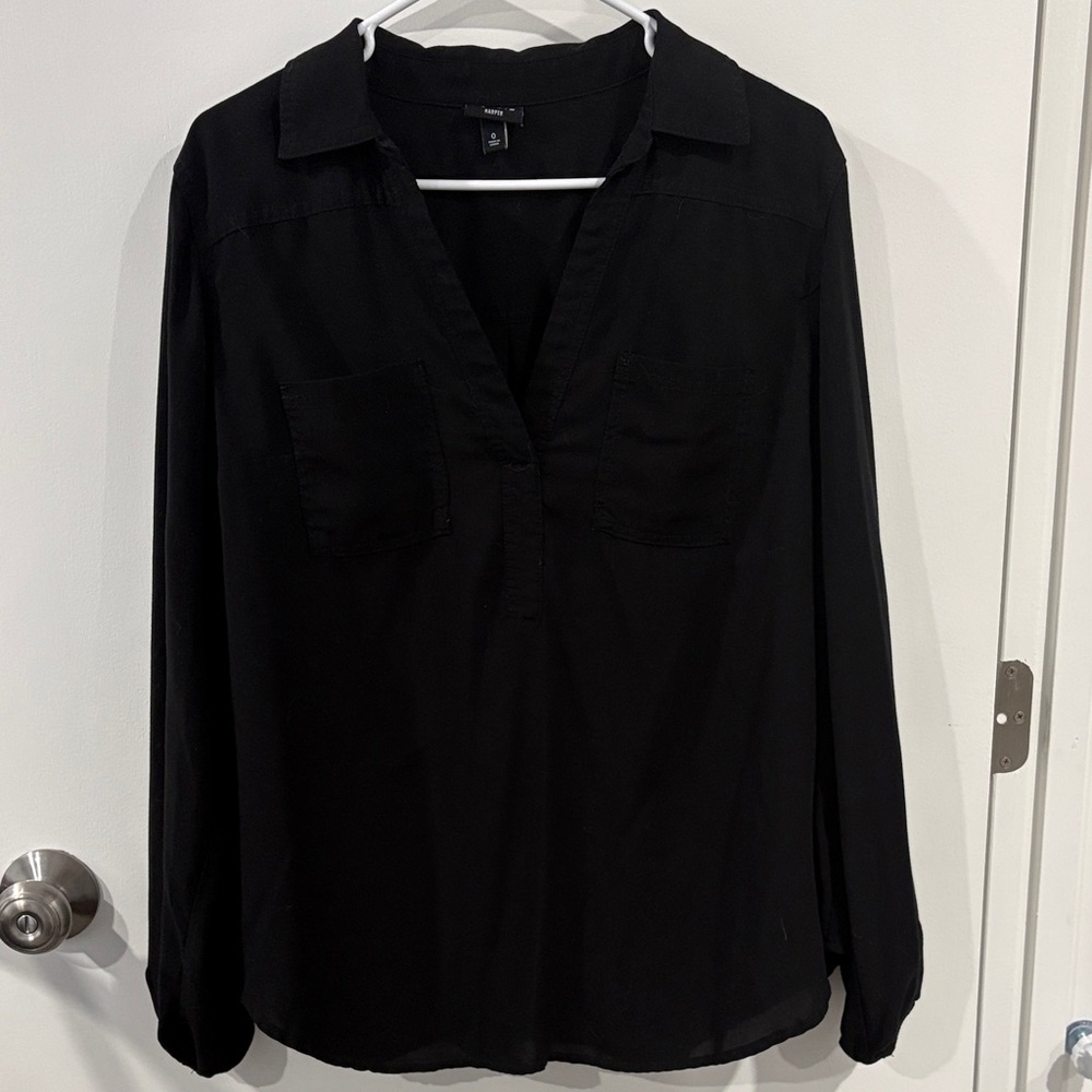 torrid Black Long-Sleeve V-Neck blouse